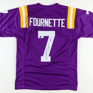 Leonard Fournette Signed & Inscribed "#7" LSU Custom Jersey (Beckett) XL